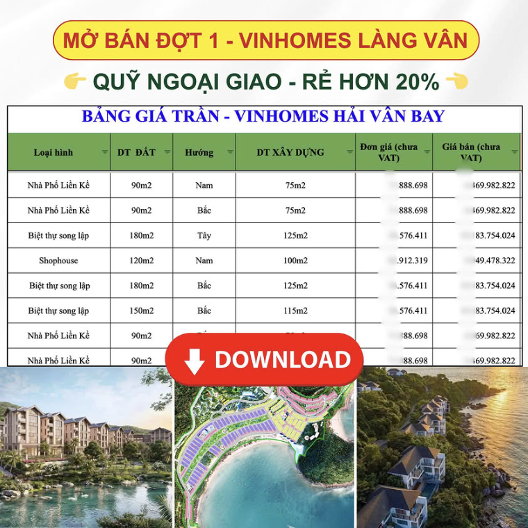 booking sớm Vinhomes Làng Vân